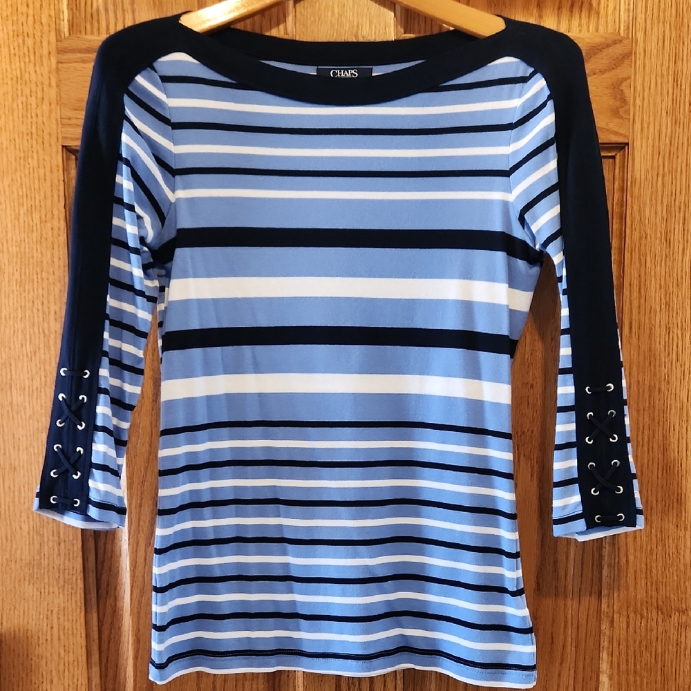 Chaps Women's Striped Blue Top
